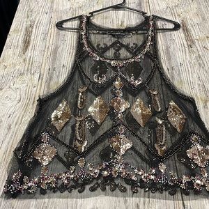 Hot & Delicious Black & gold Mesh Tank